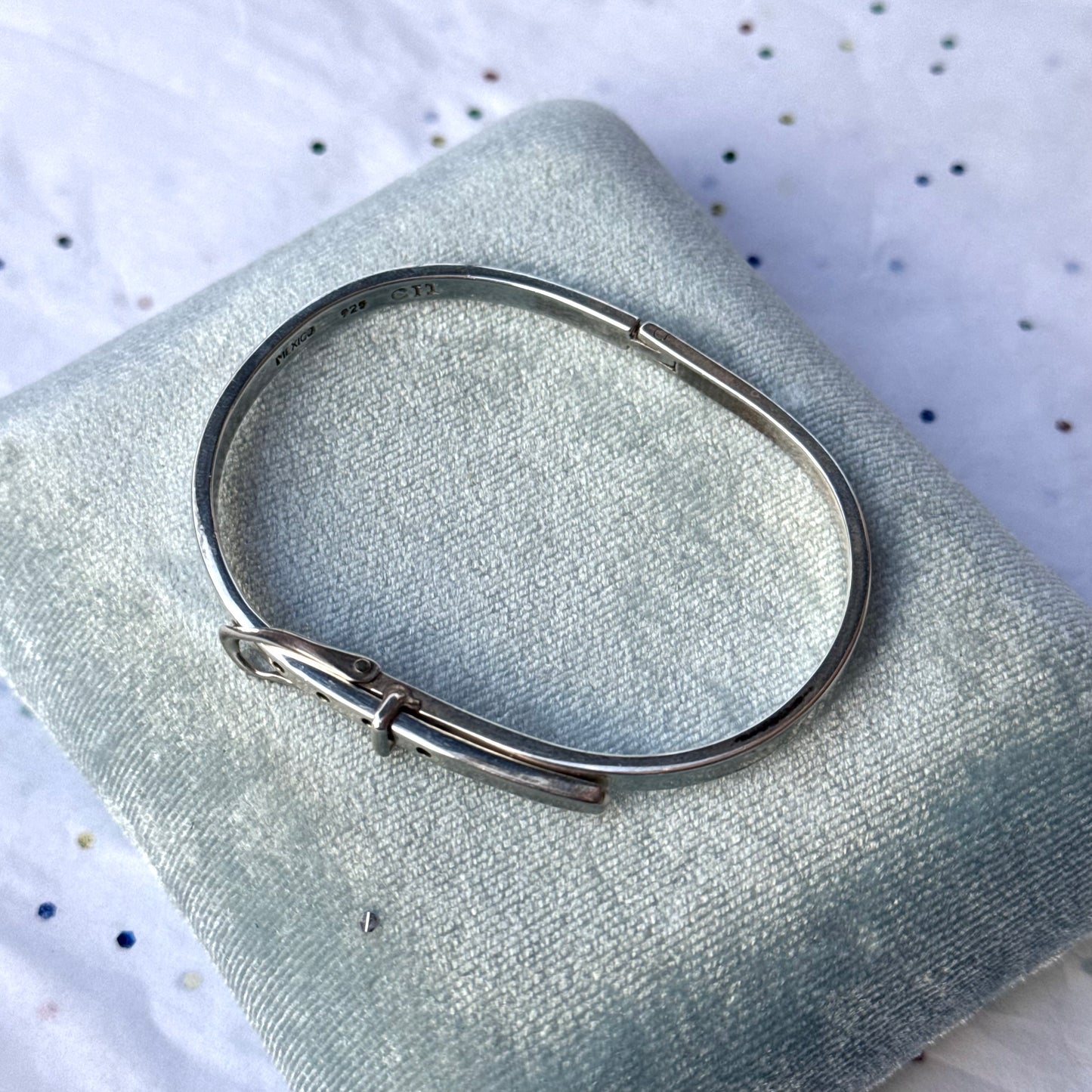 Vintage 925 Sterling Silver Belt Buckle Bangle Bracelet