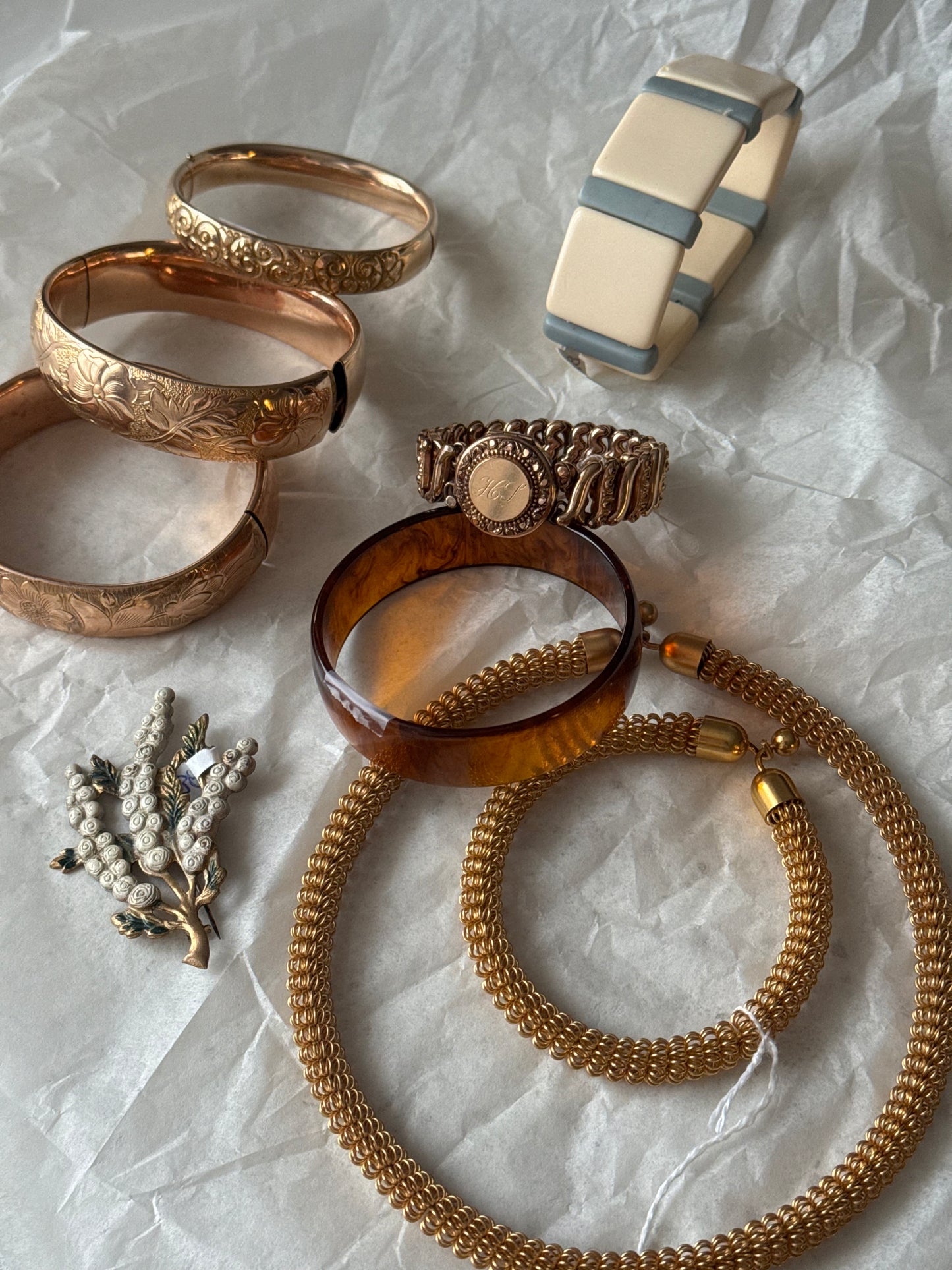 Vintage Blue & Cream Stretch Bracelet