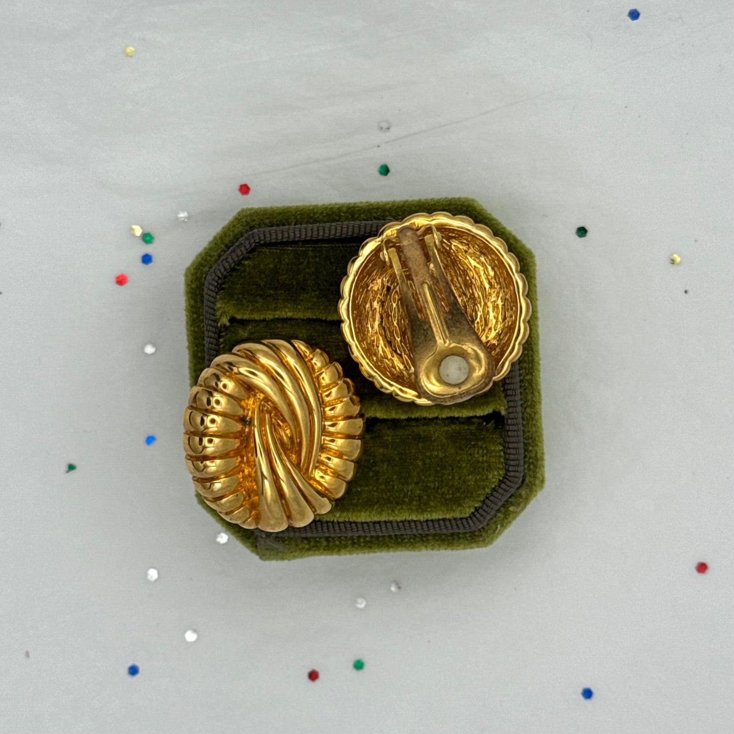 Vintage Statement Gold Knot Clip Earrings