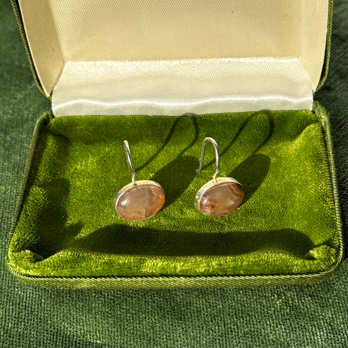 Vintage Sterling Silver Natural Stone Earrings