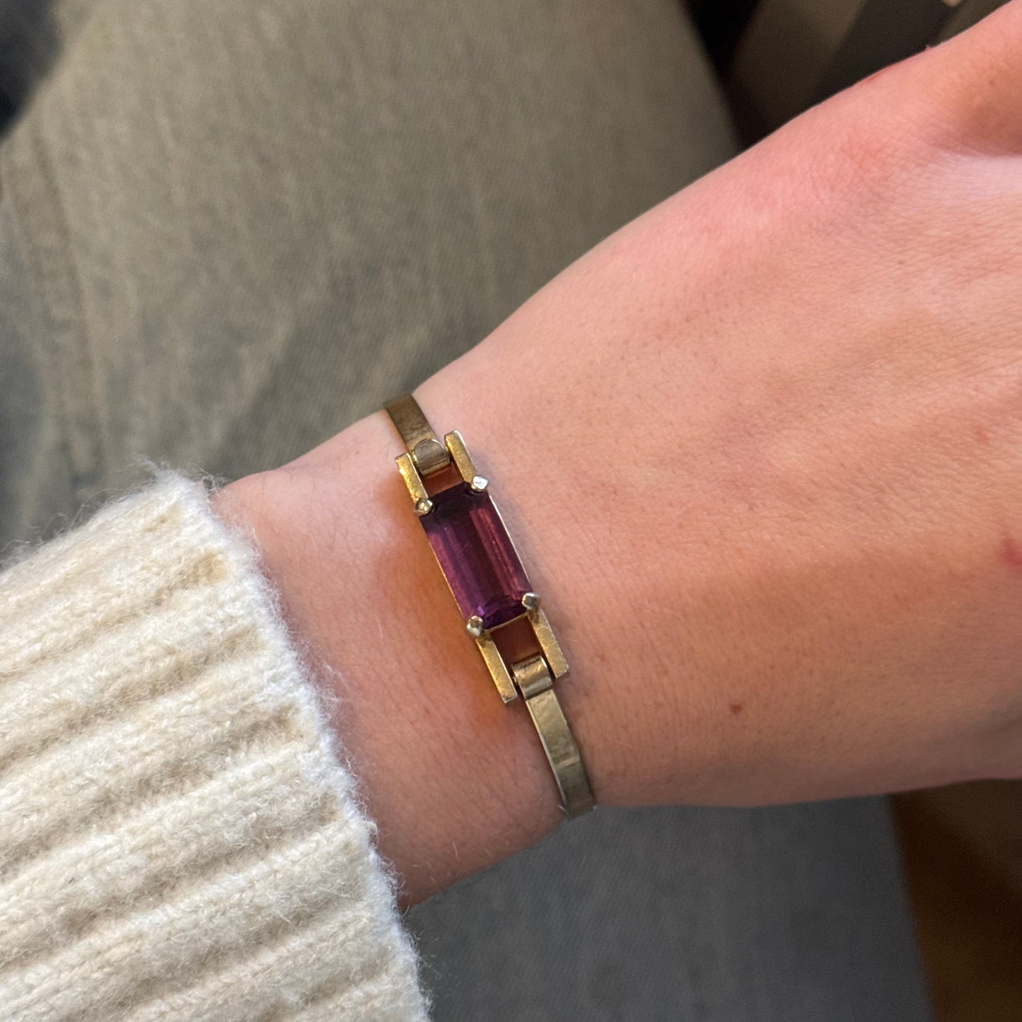 Vintage Gold Purple Rhinestone Bracelet