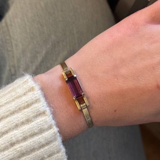 Vintage Gold Purple Rhinestone Bracelet