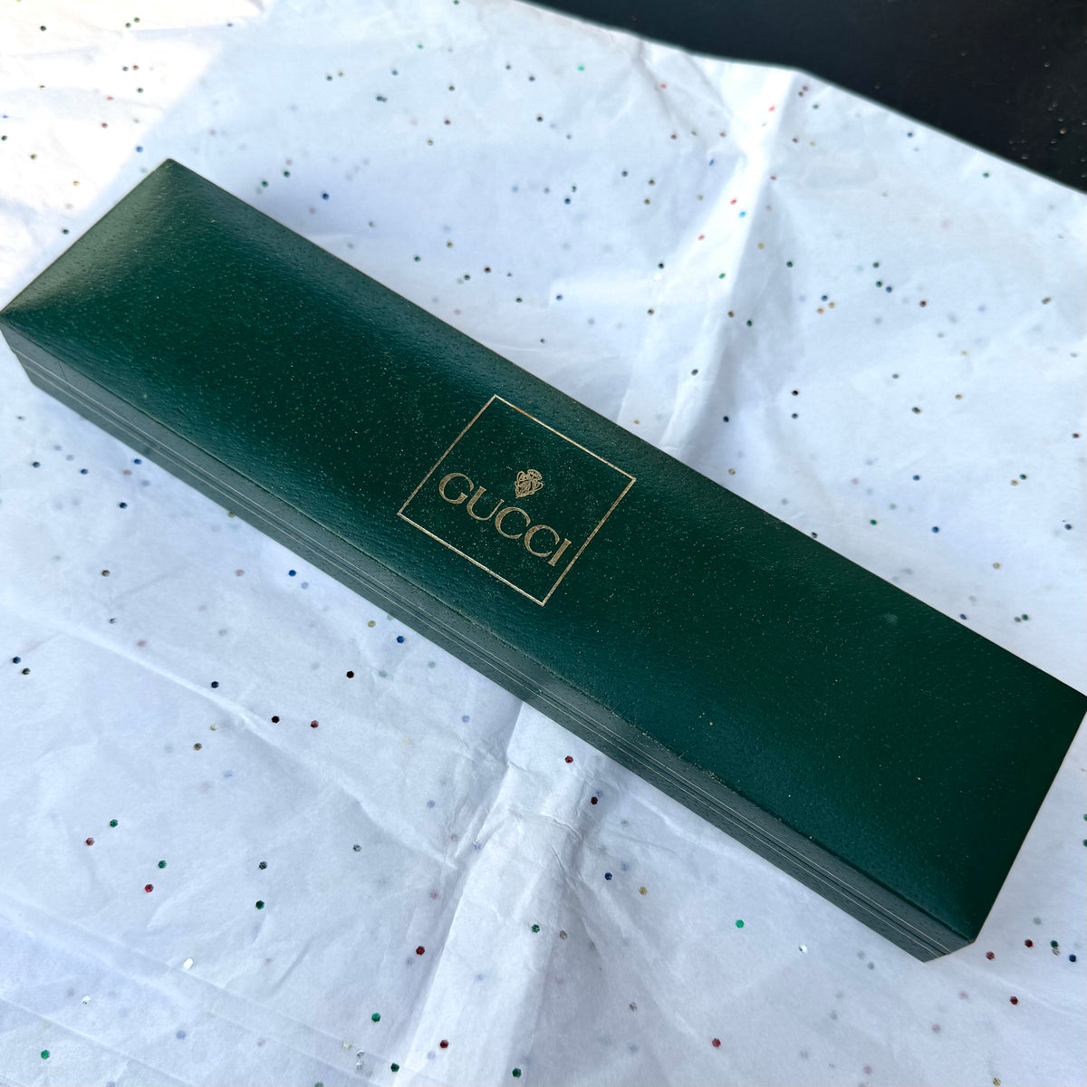 Vintage Working Black Gucci Leather Band Watch with Original Box