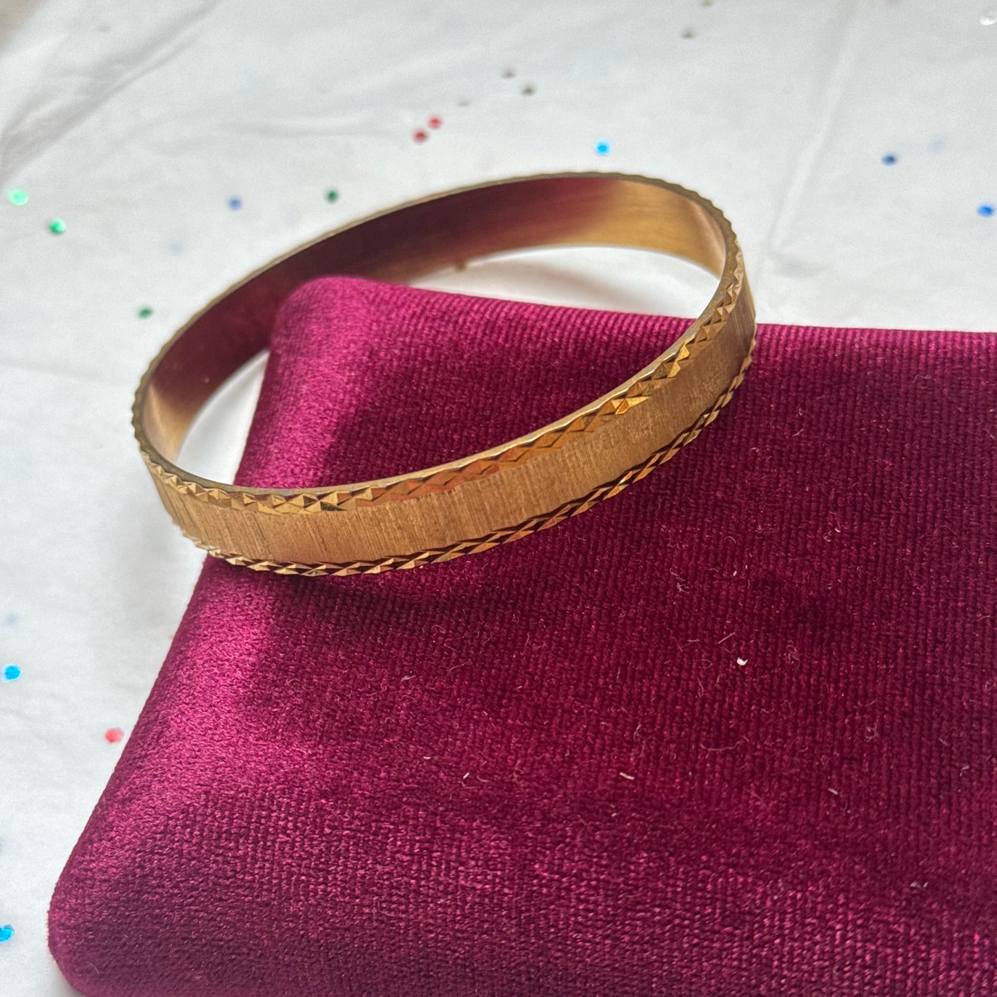 Vintage Faceted Gold Bangle Bracelet