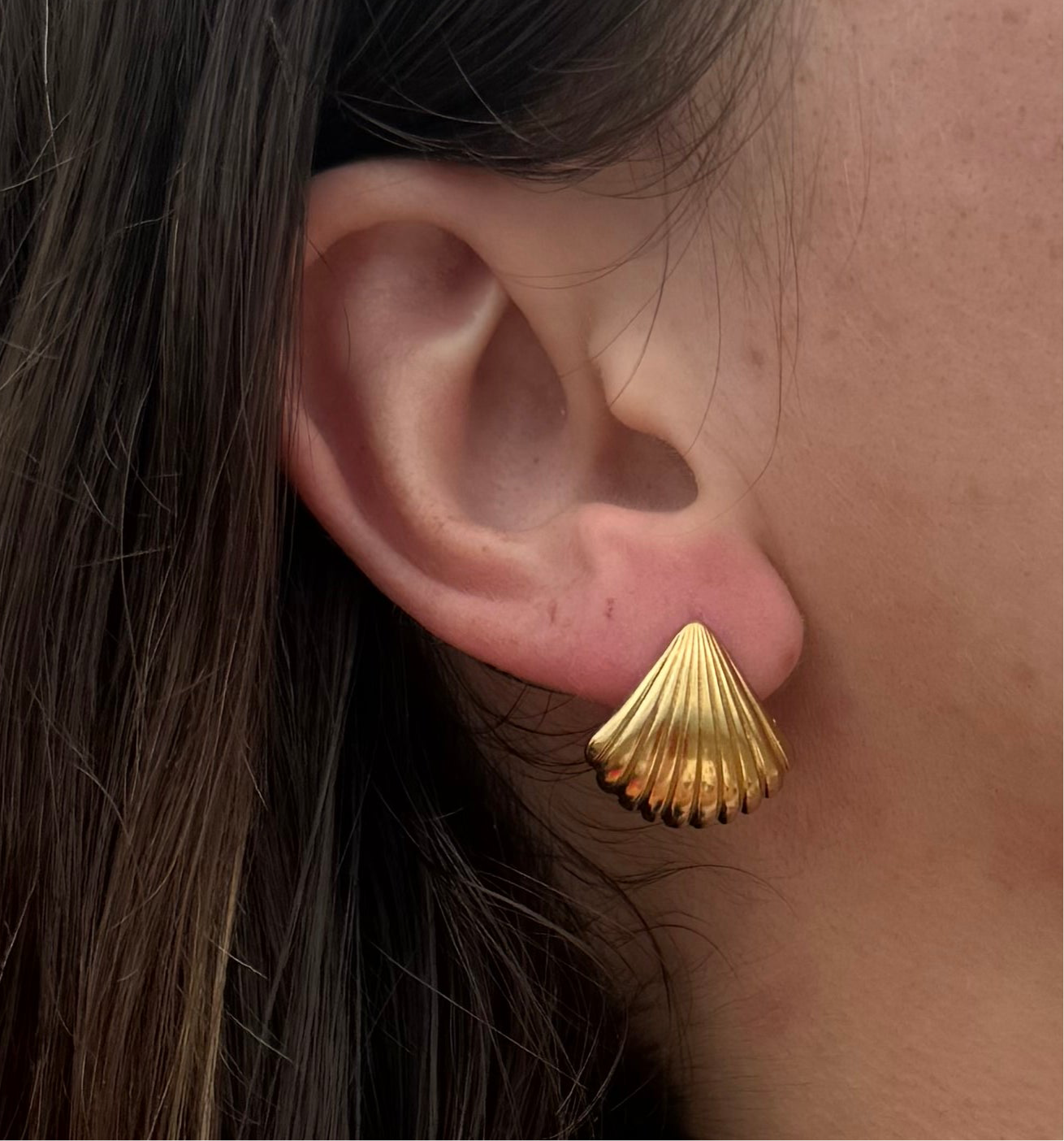 Gold Fan Post Earrings