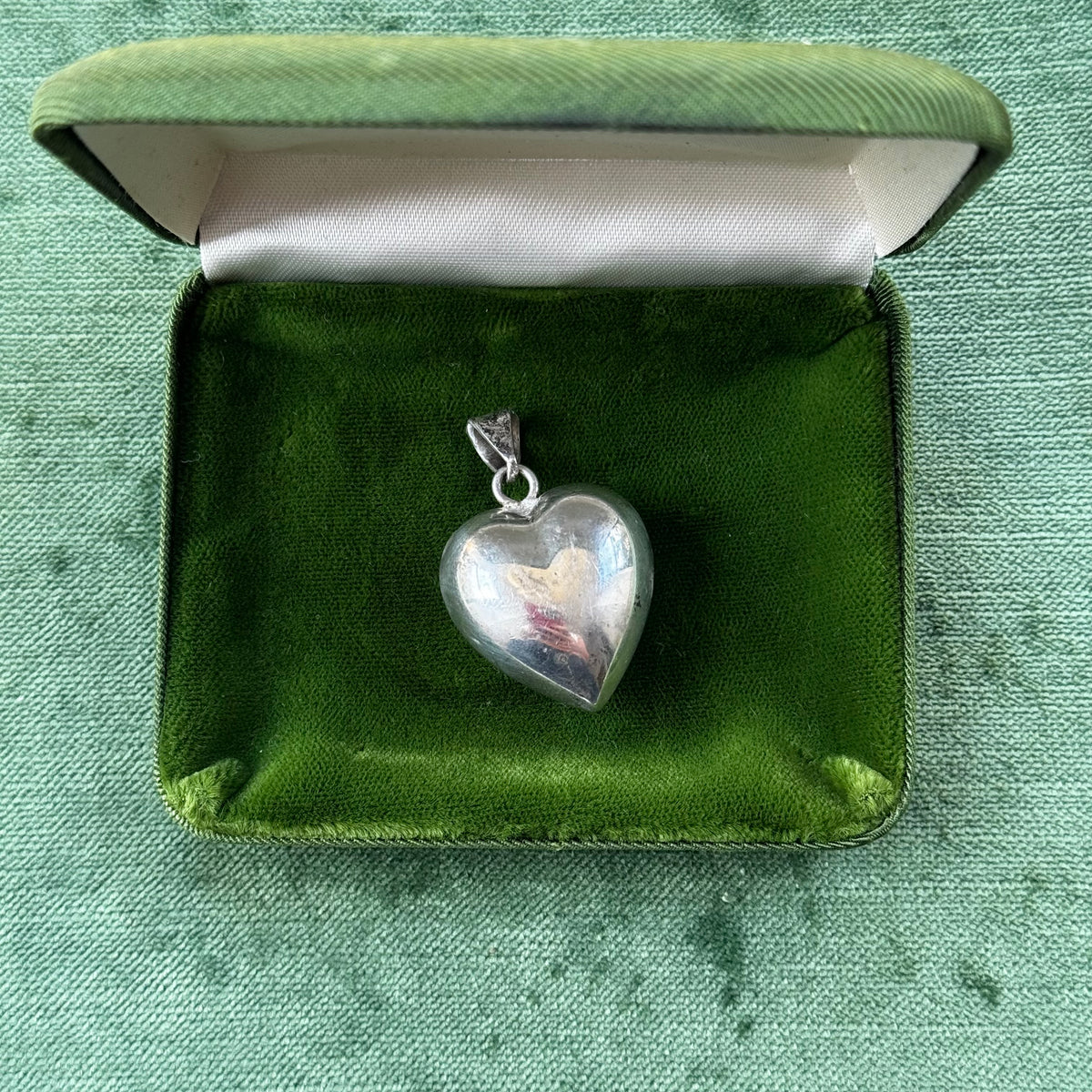 Vintage Sterling Silver Puffy Heart Jingle Pendant Charm