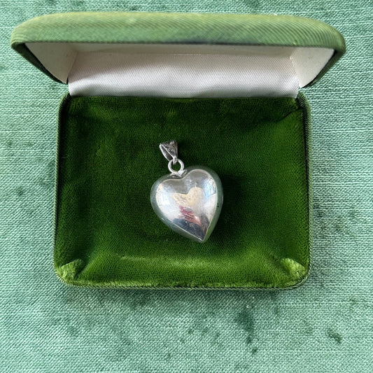 Vintage Sterling Silver Puffy Heart Jingle Pendant Charm