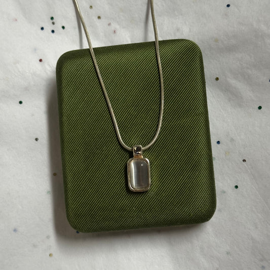 Vintage Silver Stone Pendant Necklace