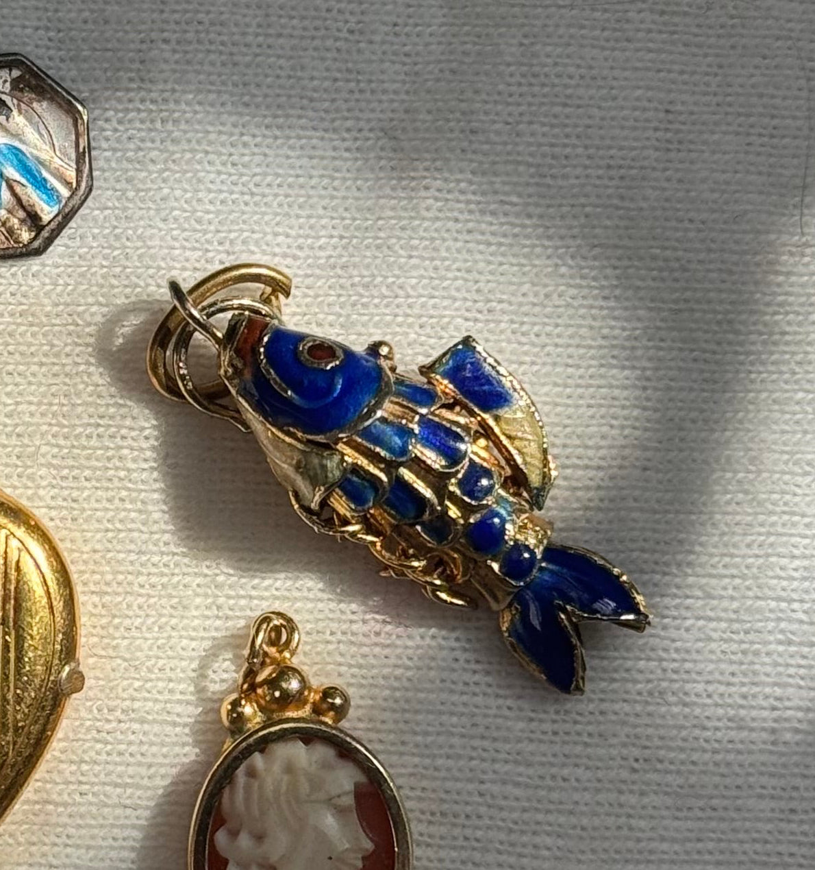 Vintage Gold Enamel Articulated Fish Necklace - Sourced in Paris