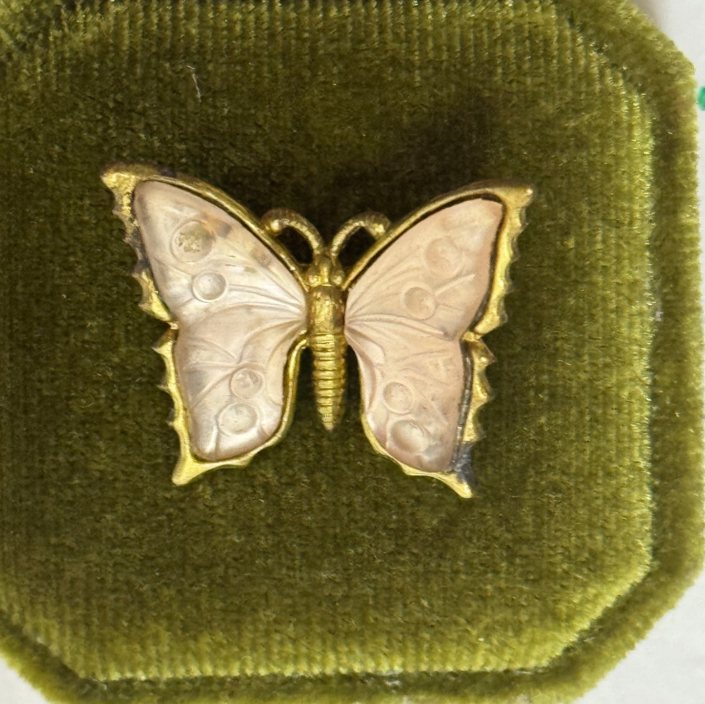 Vintage W Germany Pink & Gold Butterfly Brooch