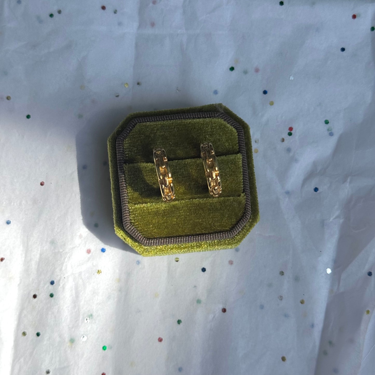 Vintage Gold Chain Link Hoop Post Earrings