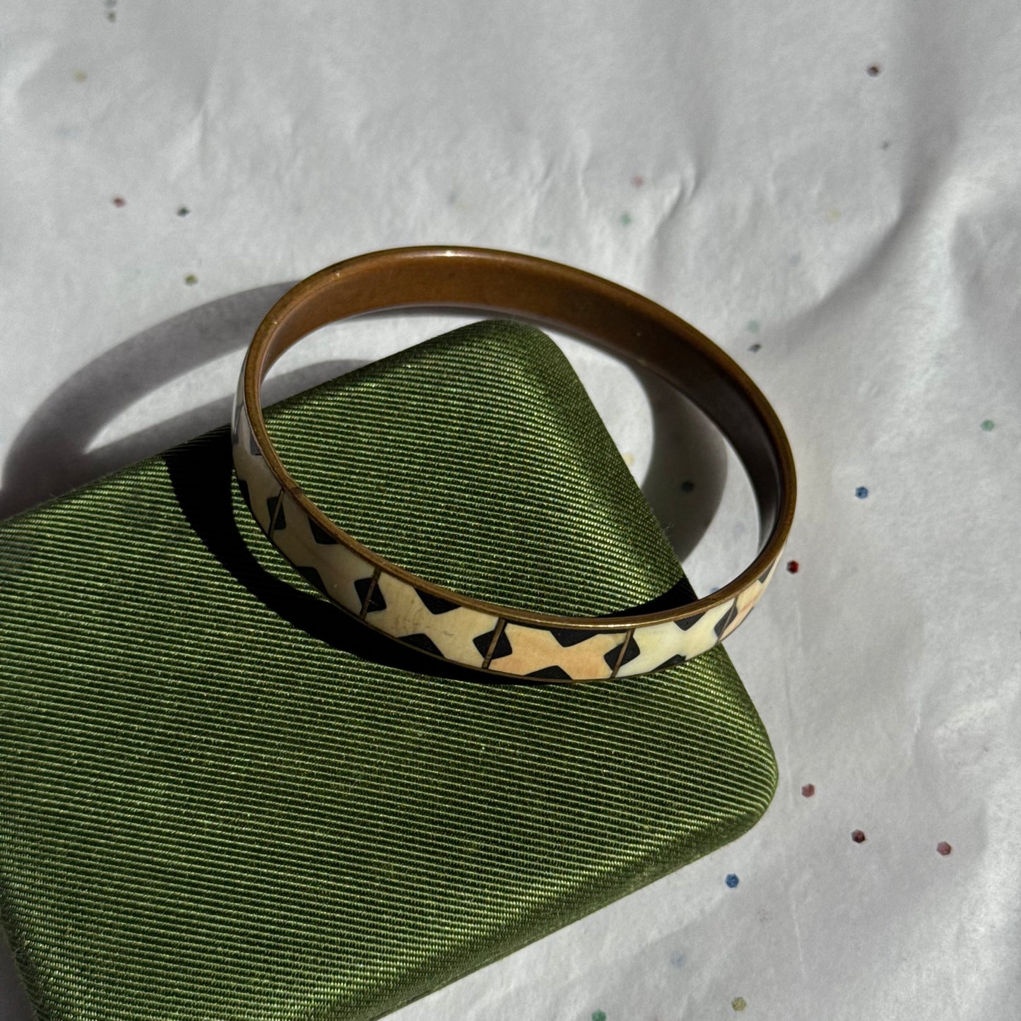 Vintage B&W Brass Bangle Bracelet