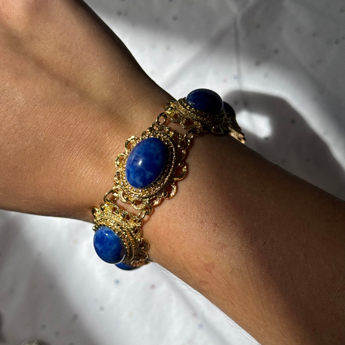 Vintage Blue Stone Gold Bracelet