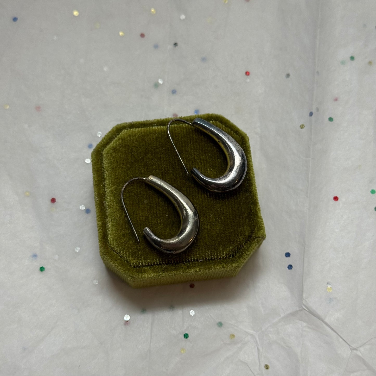 Vintage Sterling Silver Teardrop Hoop Earrings