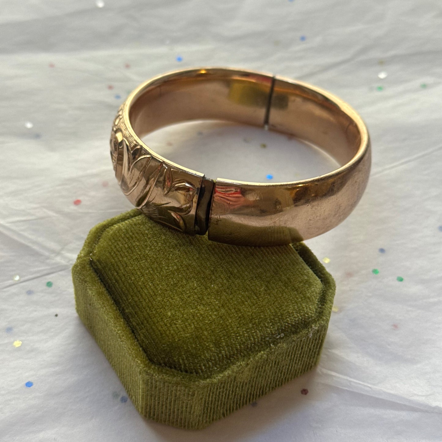 Vintage Gold Filled Engraved Gold Bangle Bracelet