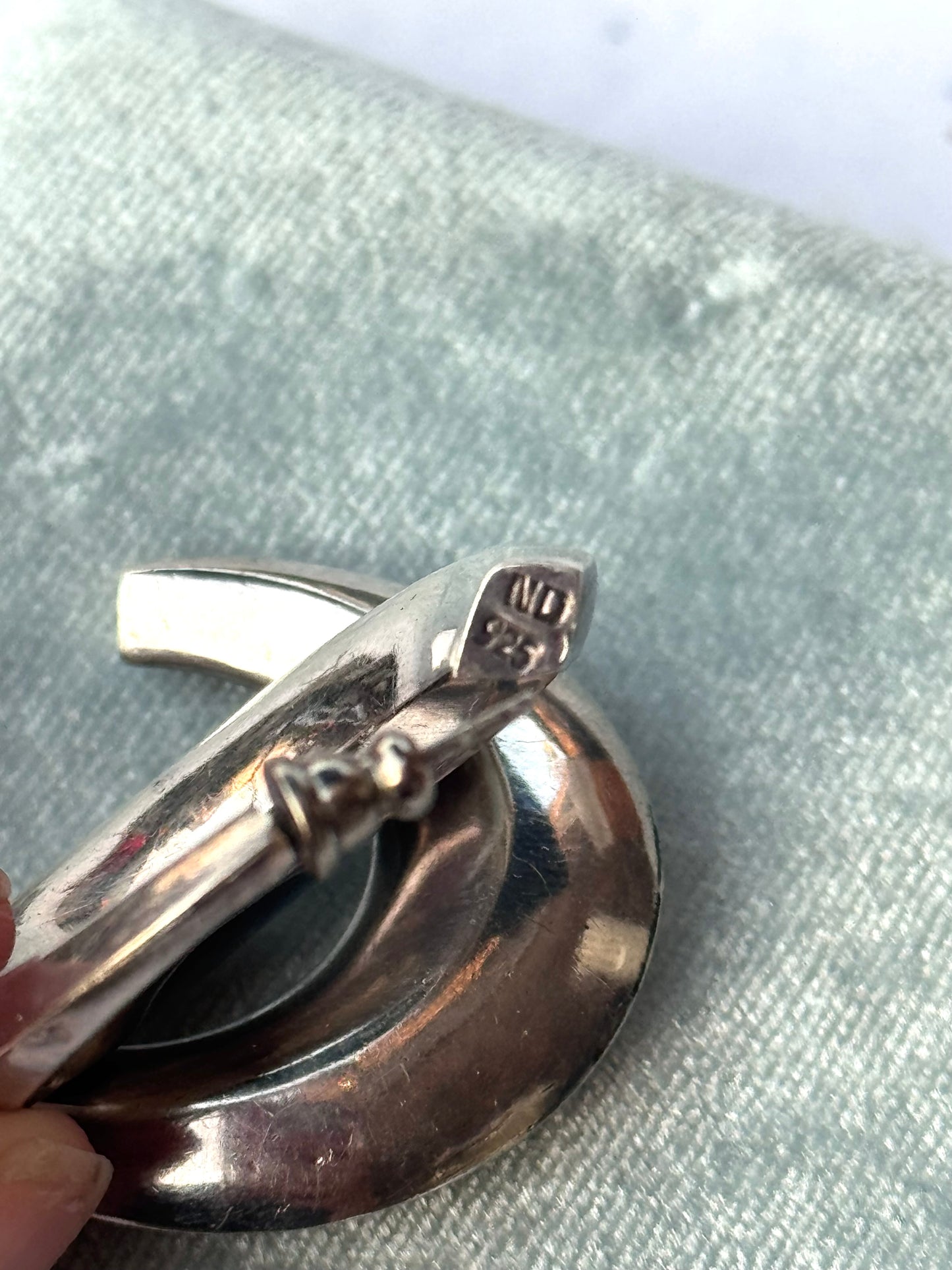 Vintage 925 Sterling Silver Large Puffed Hoop Post Earrings