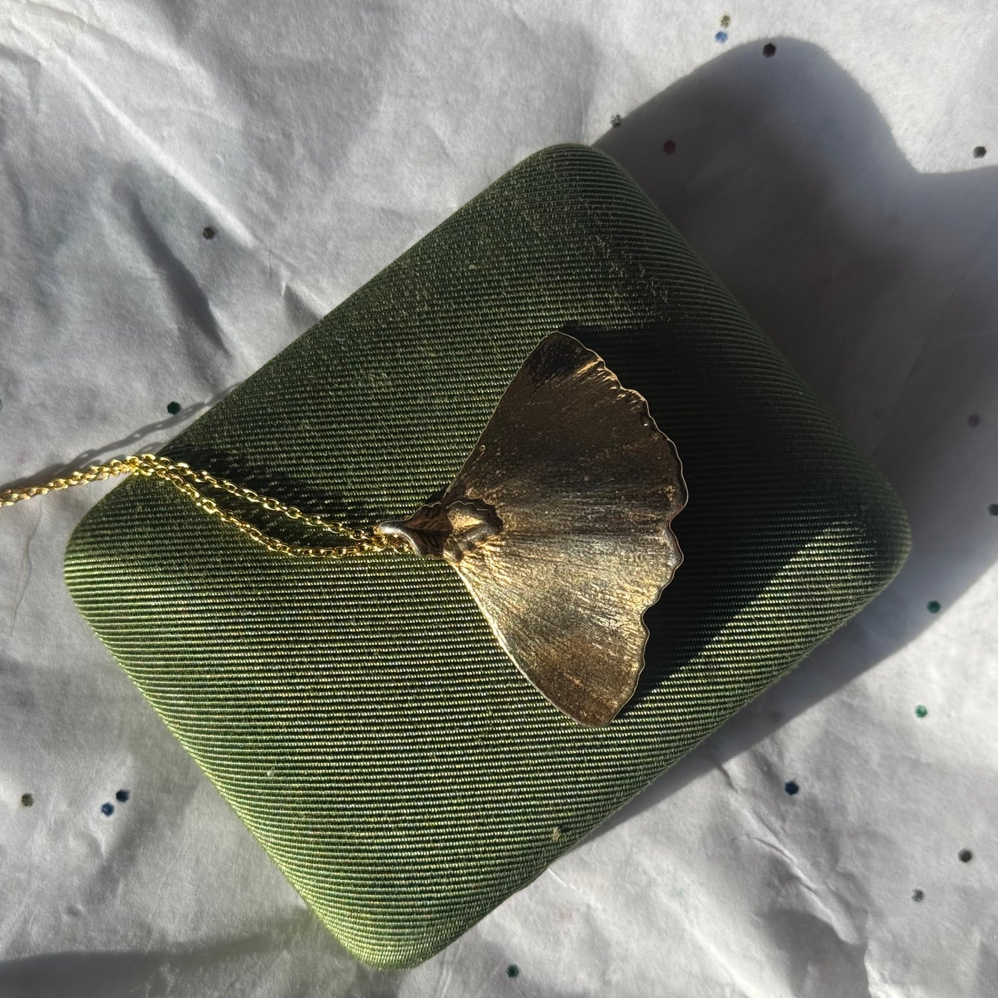 Vintage Gold Ginkgo Leaf Pendant Necklace