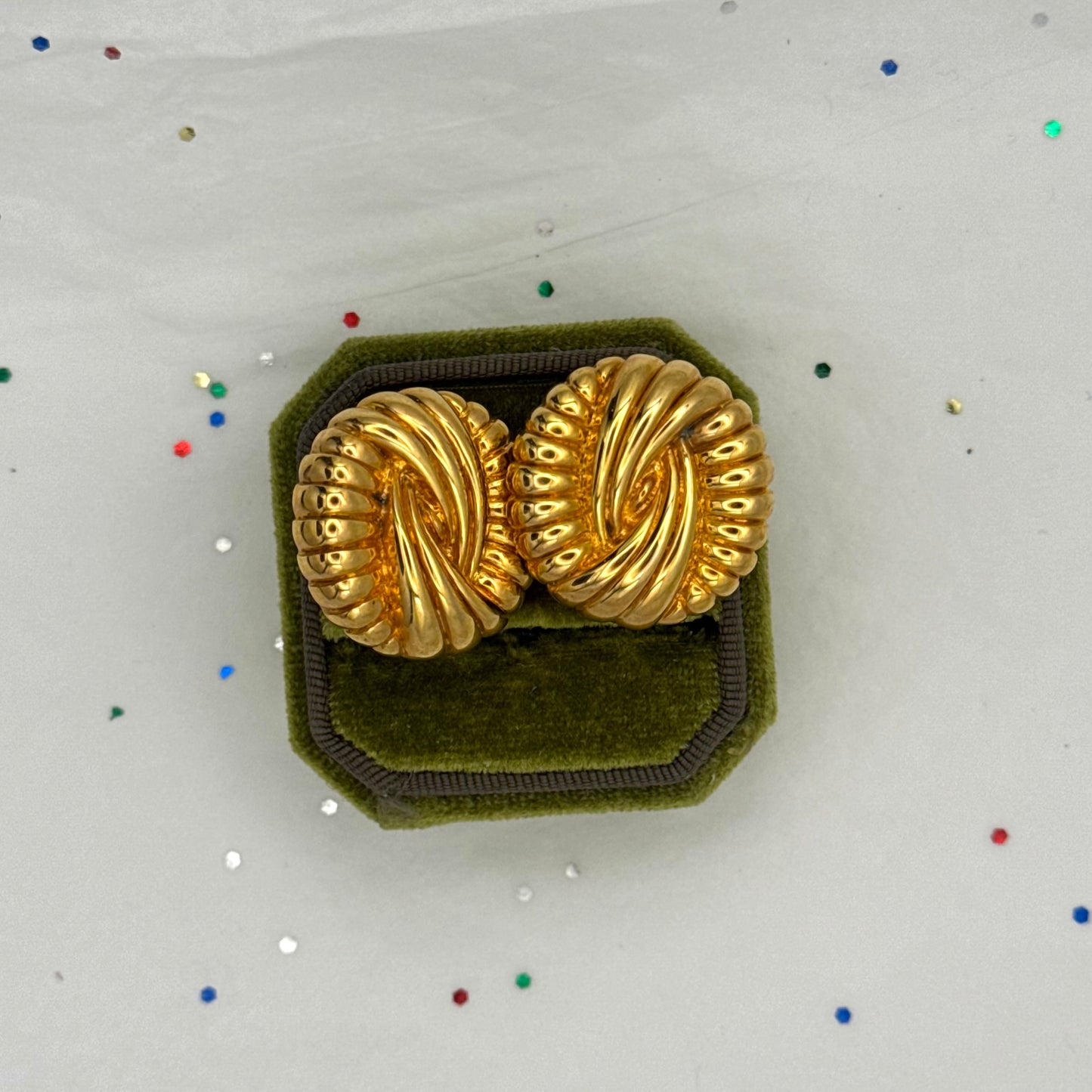 Vintage Statement Gold Knot Clip Earrings