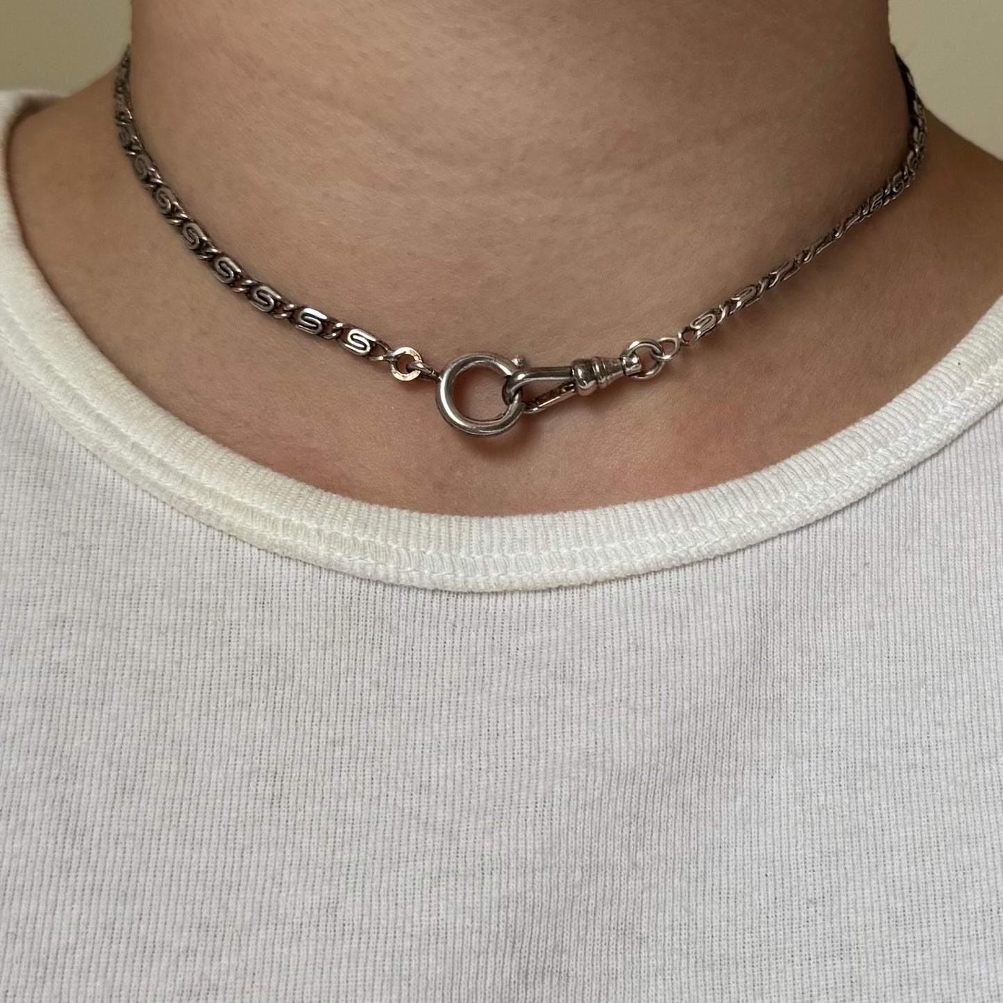 Vintage Silver Scroll Link Watch Chain - Sourced in Paris