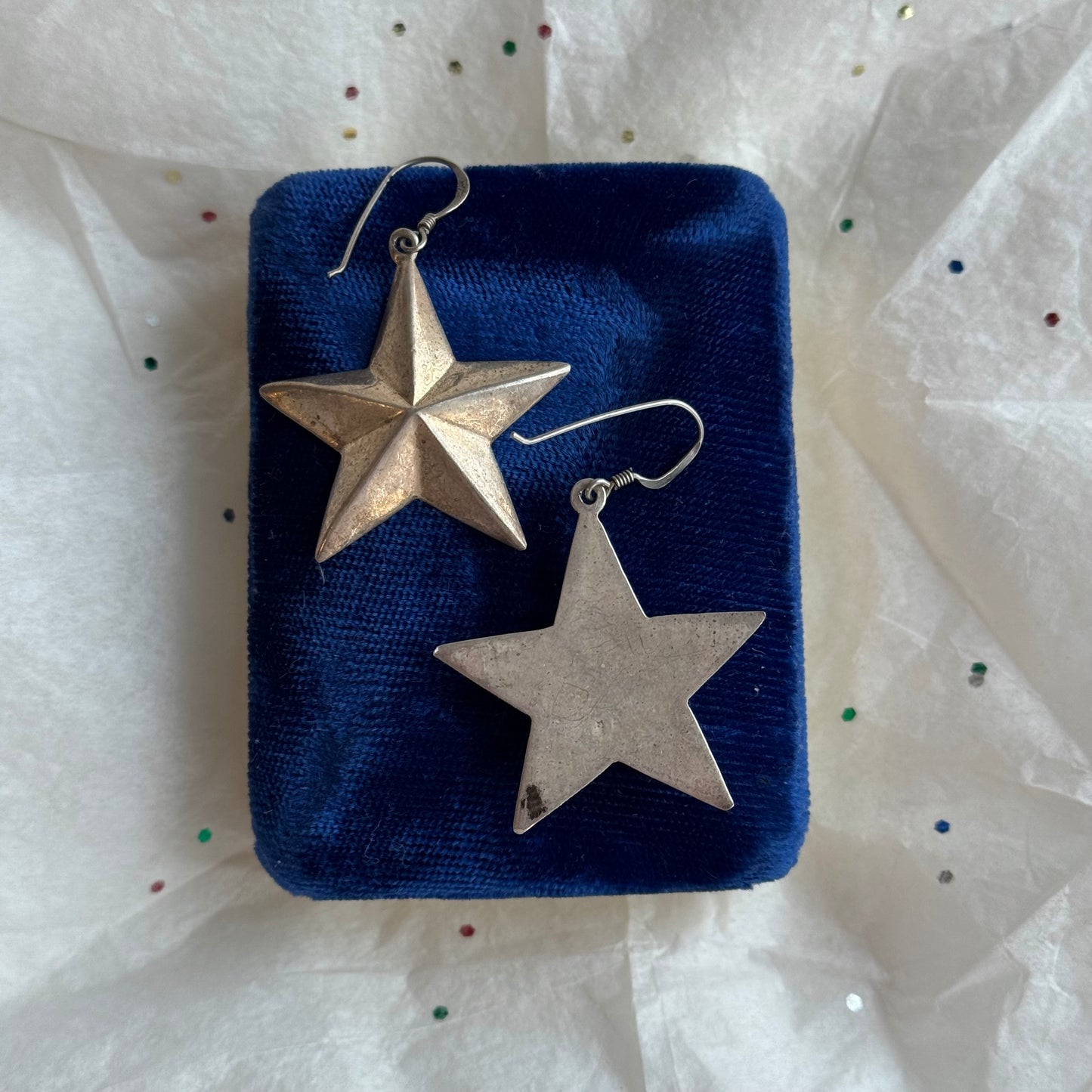 Vintage 925 Sterling Silver Star Earrings - Sourced in Paris