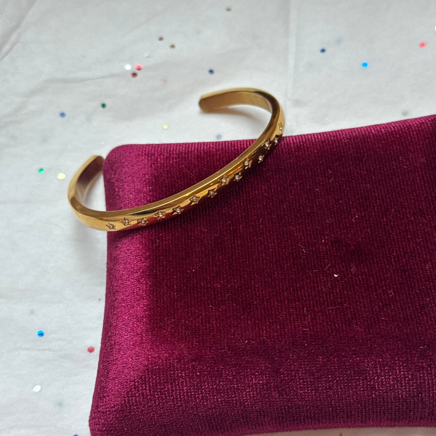 Gold Starset Rhinestone Cuff Bracelet