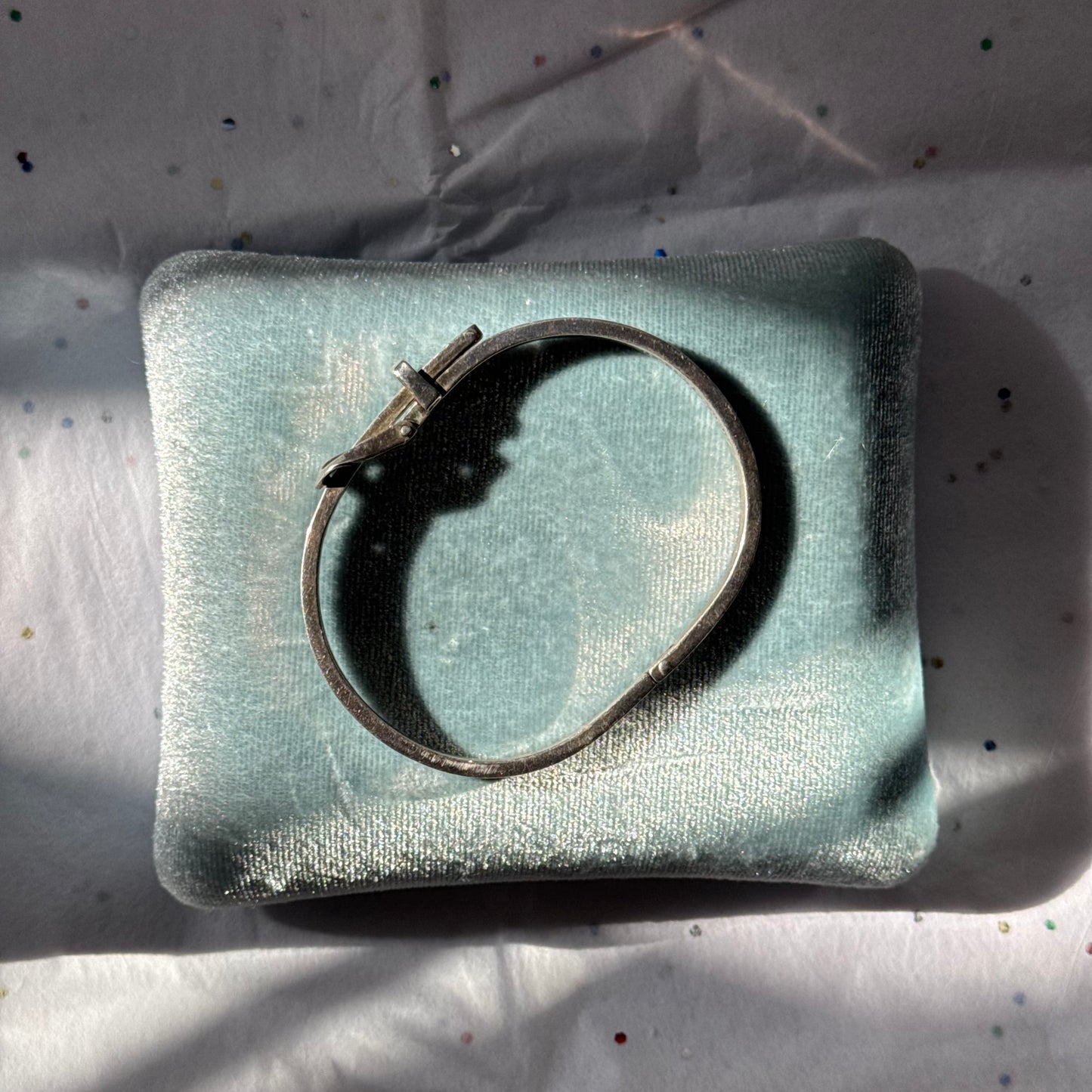 Vintage 925 Sterling Silver Belt Buckle Bangle Bracelet
