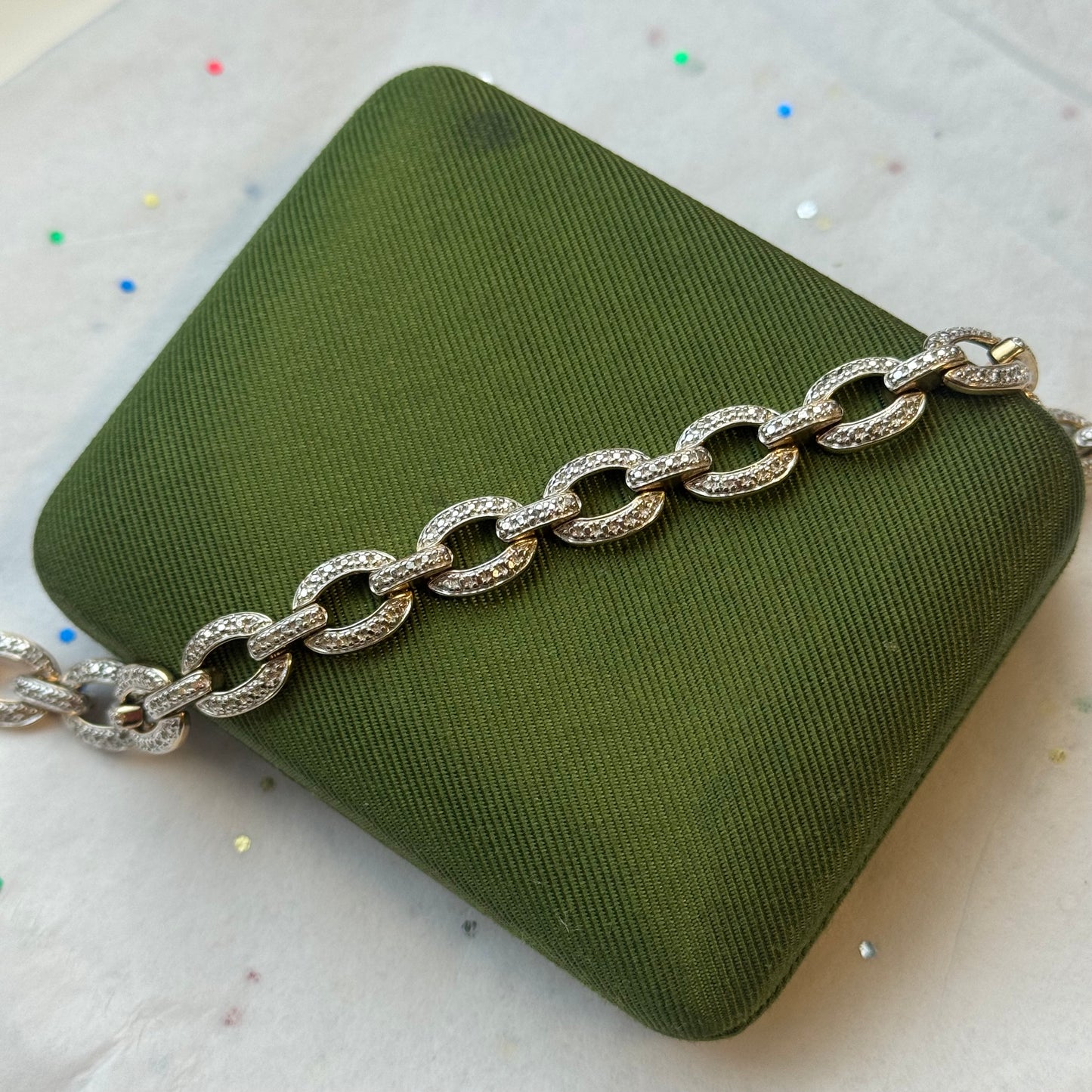 Vintage Sterling Silver Link Faux Tennis Bracelet