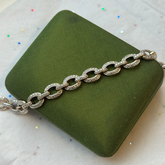 Vintage Sterling Silver Link Faux Tennis Bracelet