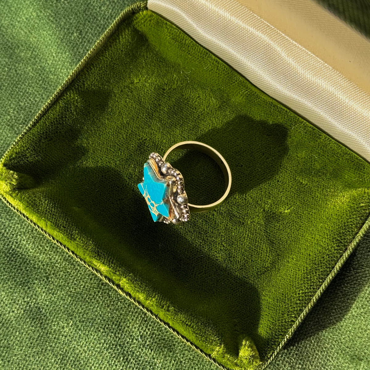 Vintage Turquoise Sterling Silver Star Ring