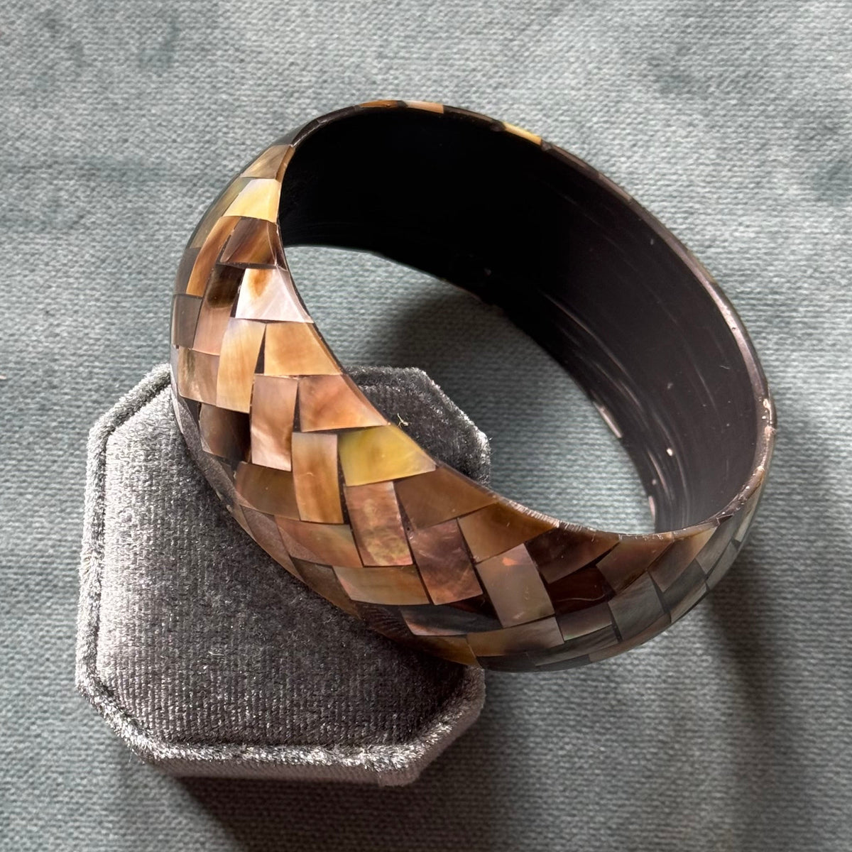 Vintage Shell Inlay Bangle Bracelet