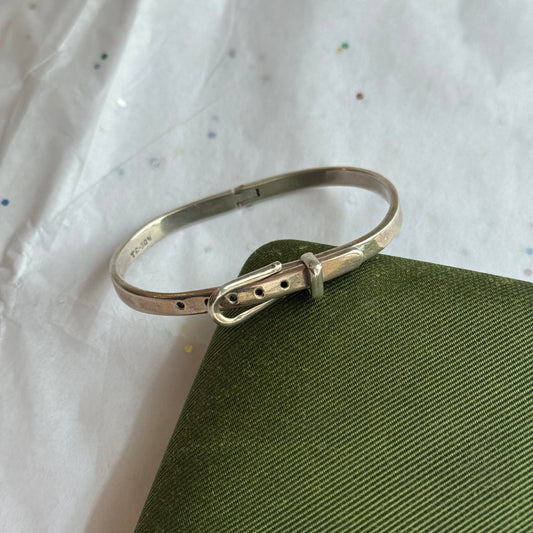 Vintage 925 Sterling Silver Belt Buckle Bangle Bracelet