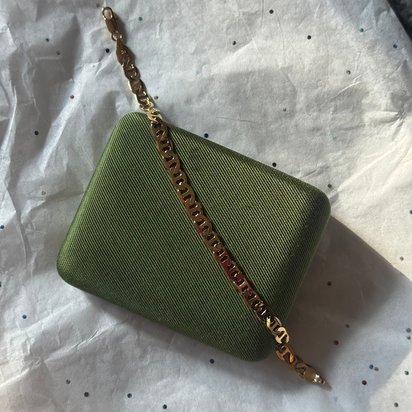 Vintage Gold Flat Mariner Chain Bracelet