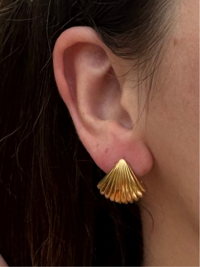 Gold Fan Post Earrings