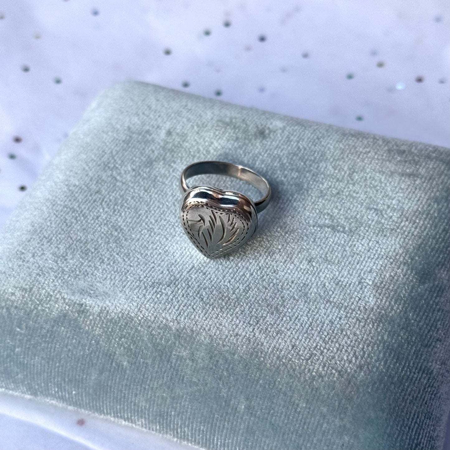 Vintage 925 Sterling Silver Heart Locket Ring