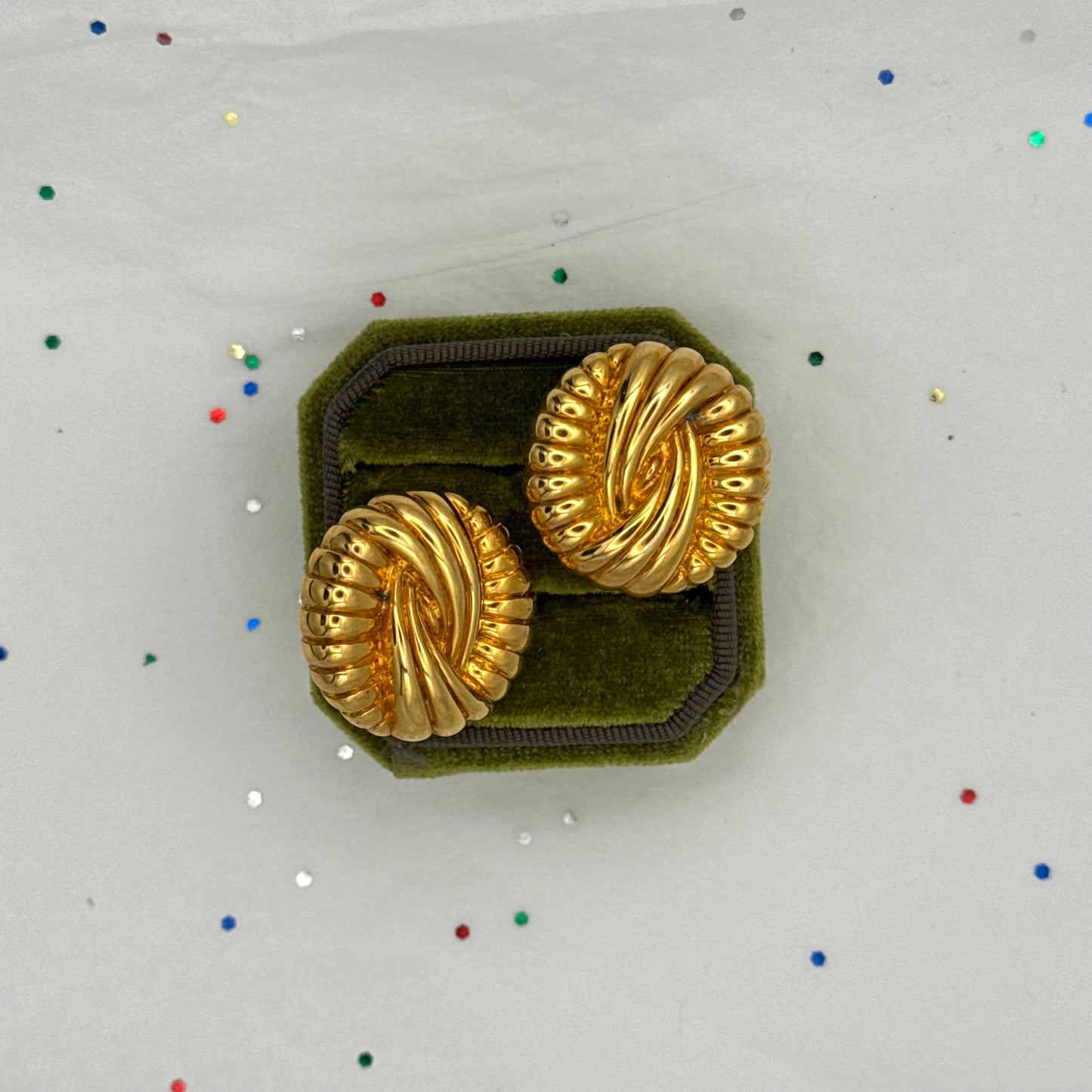 Vintage Statement Gold Knot Clip Earrings