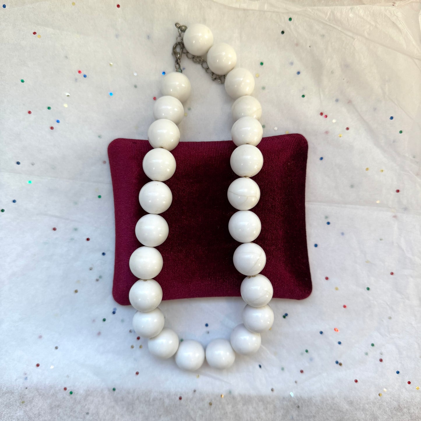 Vintage White Beaded Necklace - Sourced in Paris