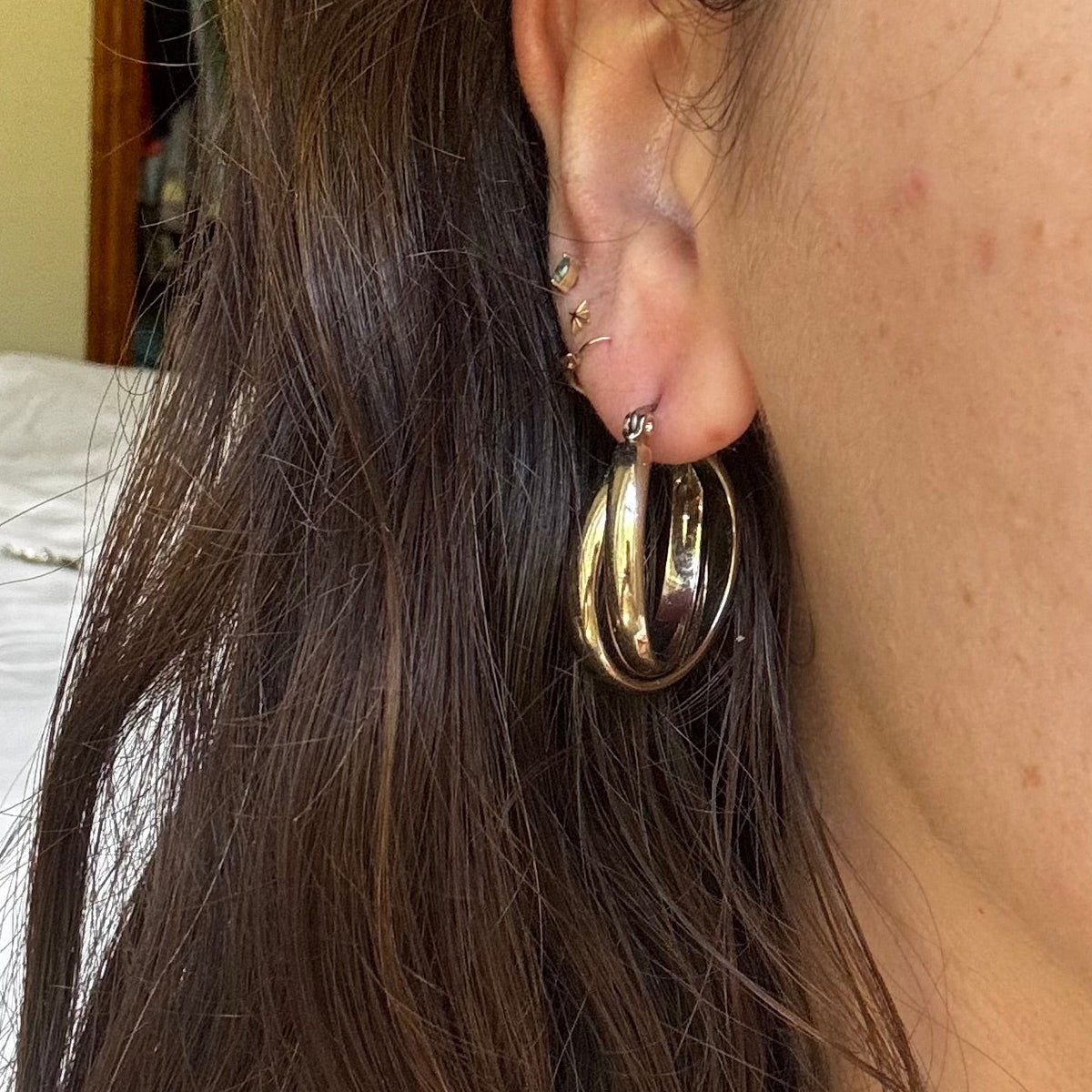 Vintage Gold Layered Hoop Earrings