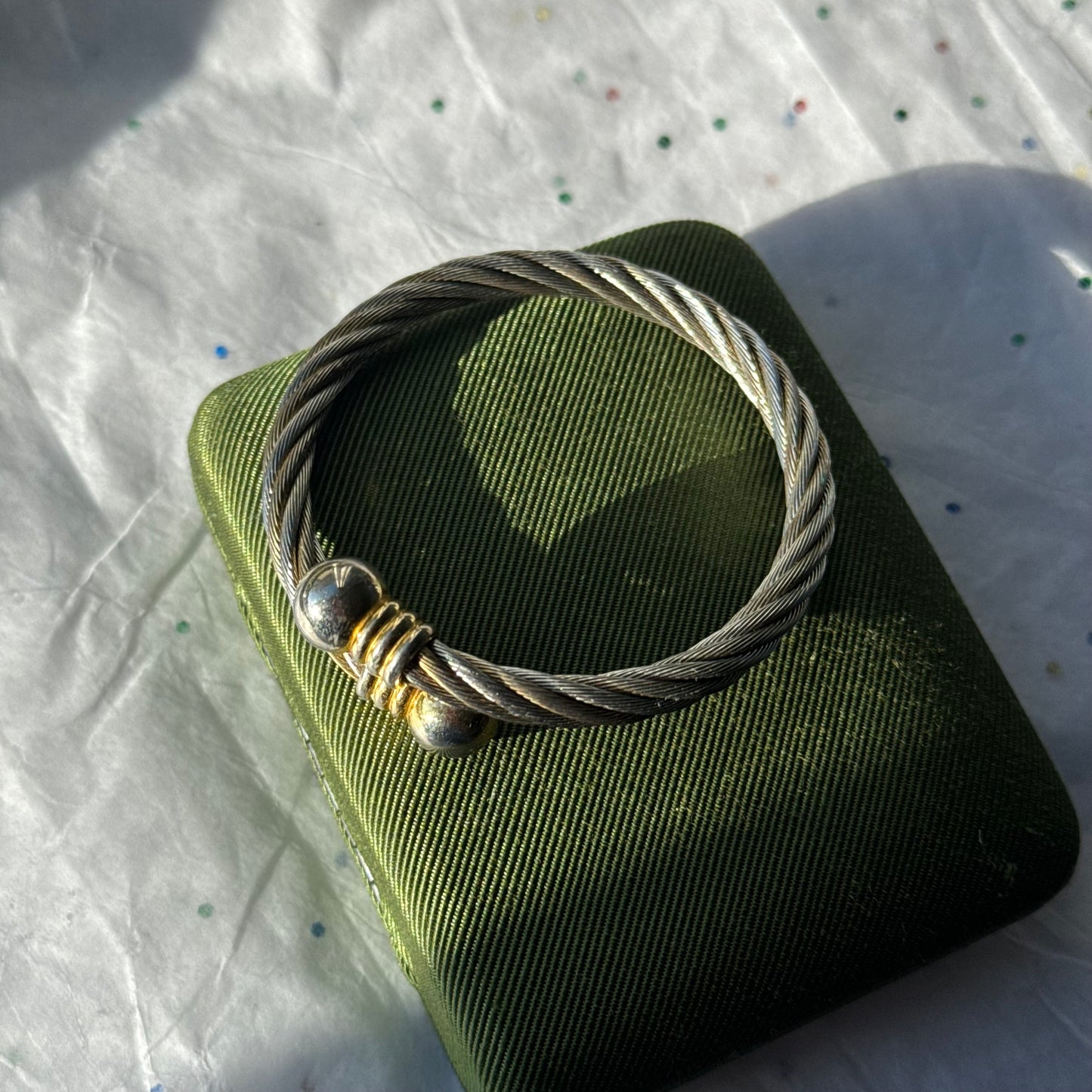 Vintage Two Tone Twisted Cuff Bracelet