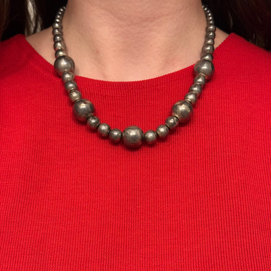 Vintage Silver Beaded Necklace