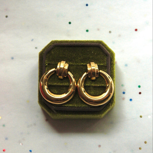 Vintage Monet Gold Tone Door Knocker Post Earrings
