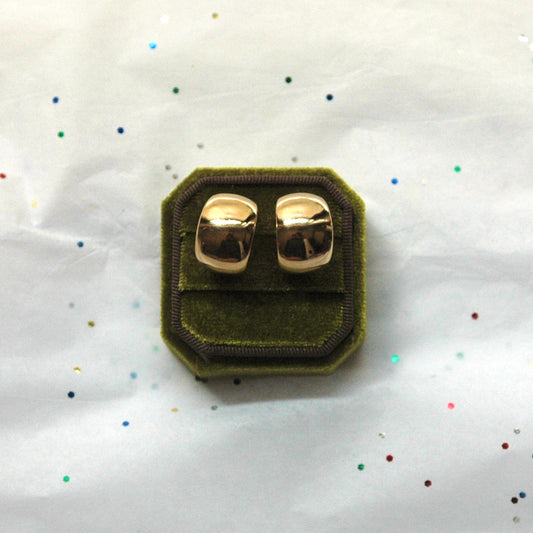 Vintage Gold Tone Chunky Hoop Post Earrings
