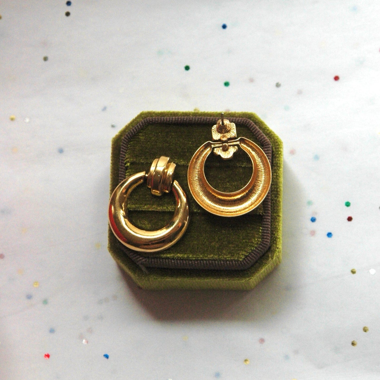 Vintage Monet Gold Tone Door Knocker Post Earrings