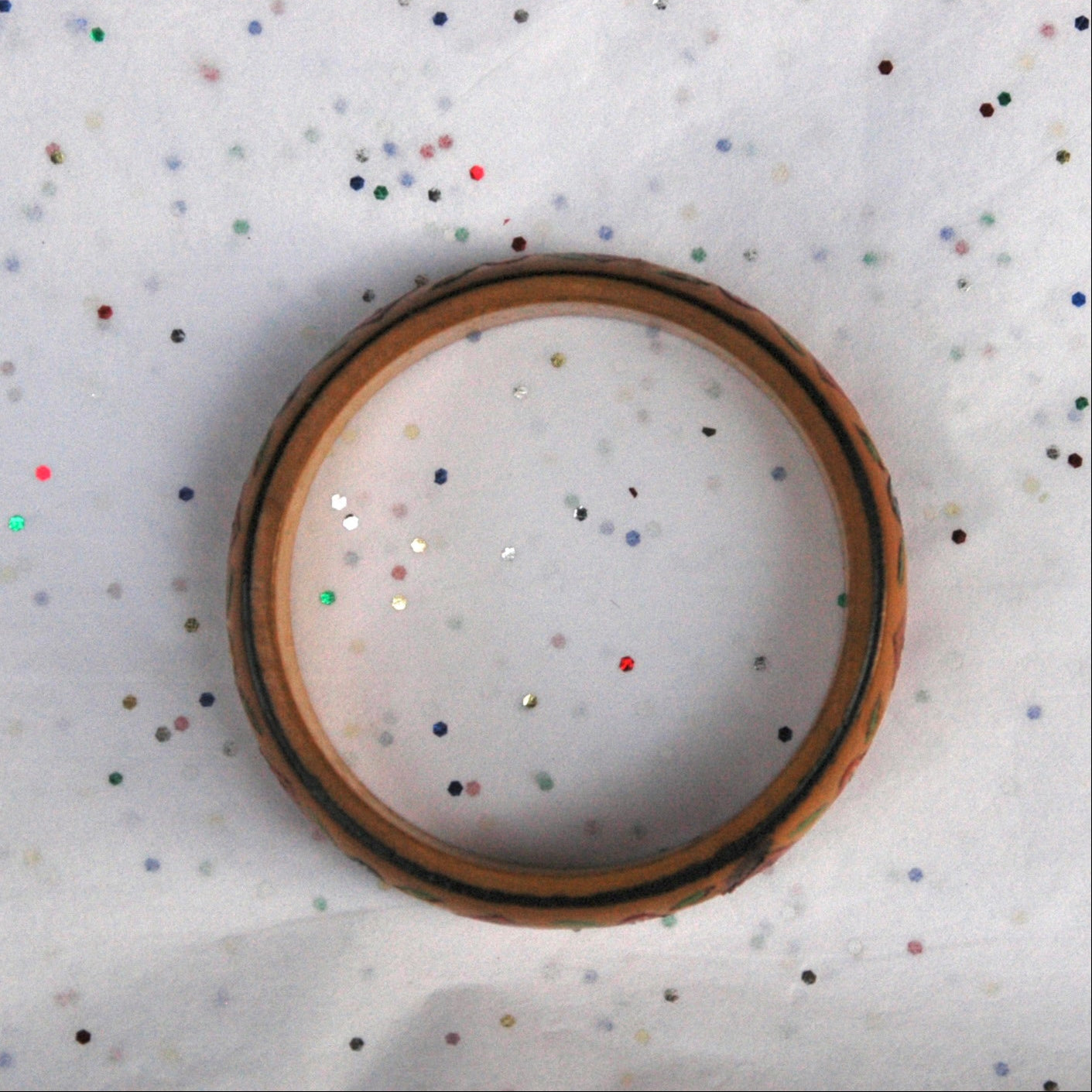 Vintage Boho Foral Hand Painted Wooden Bangle Bracelet