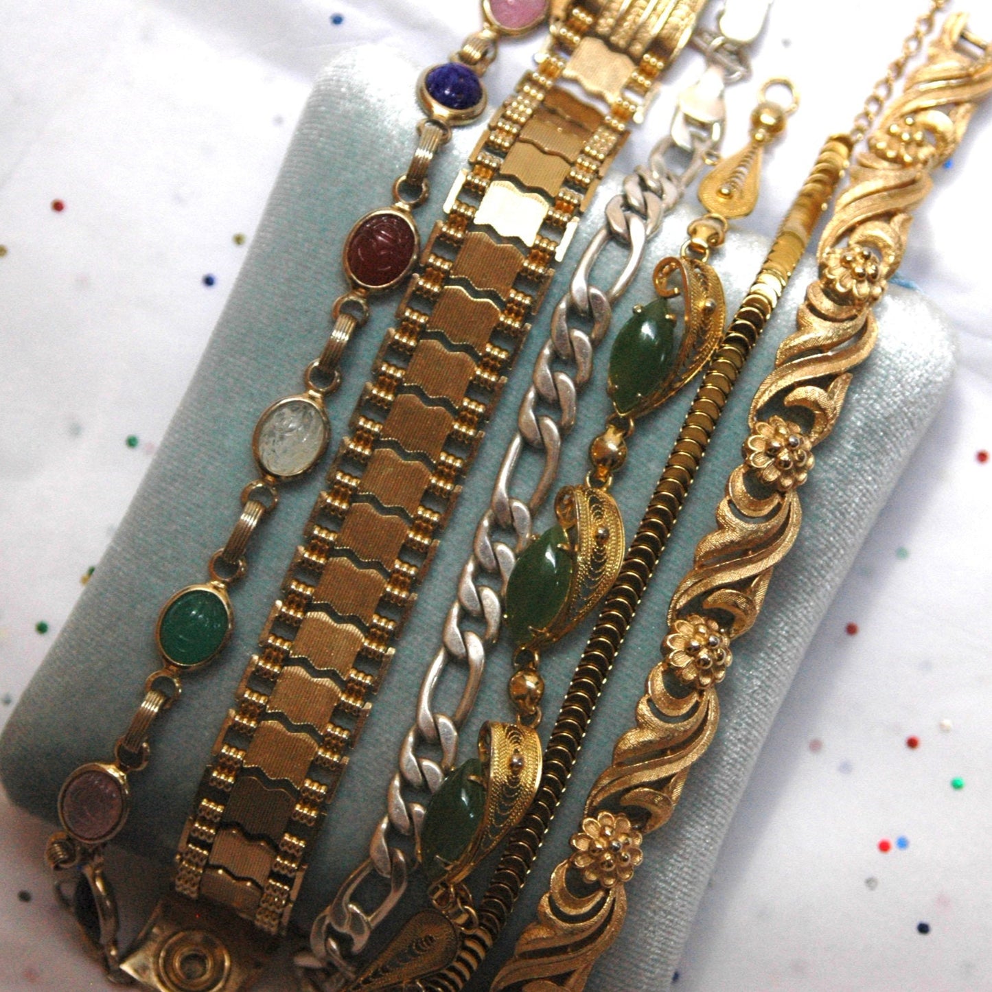 Vintage Silver Figaro Chain Bracelet