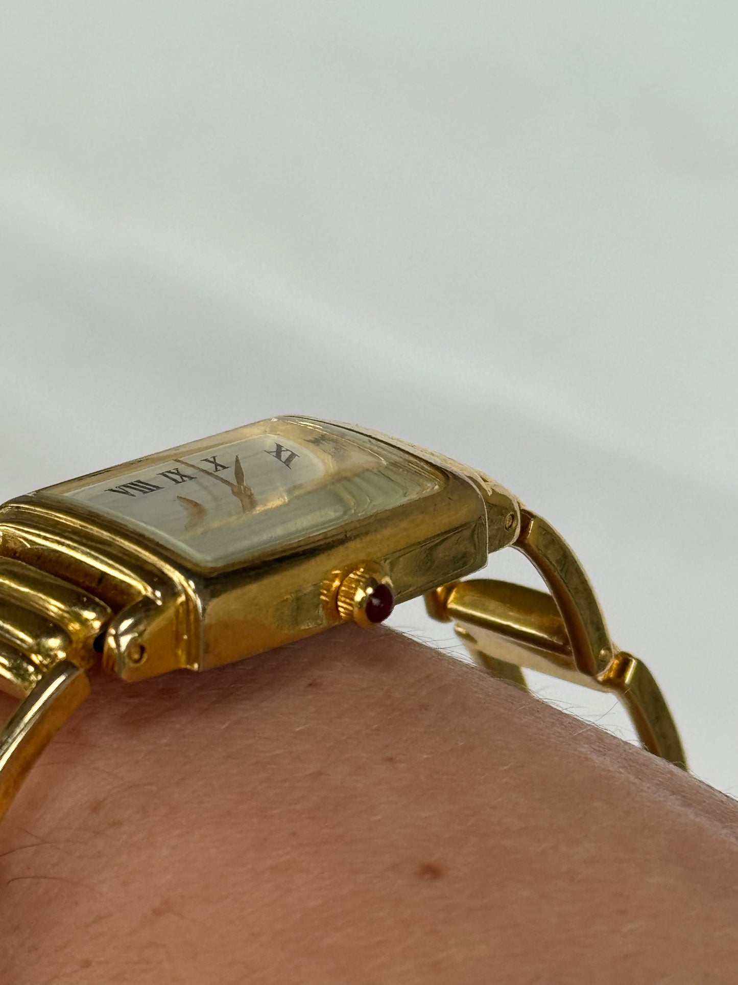 Vintage Gold Open Link Rectangular Face Watch