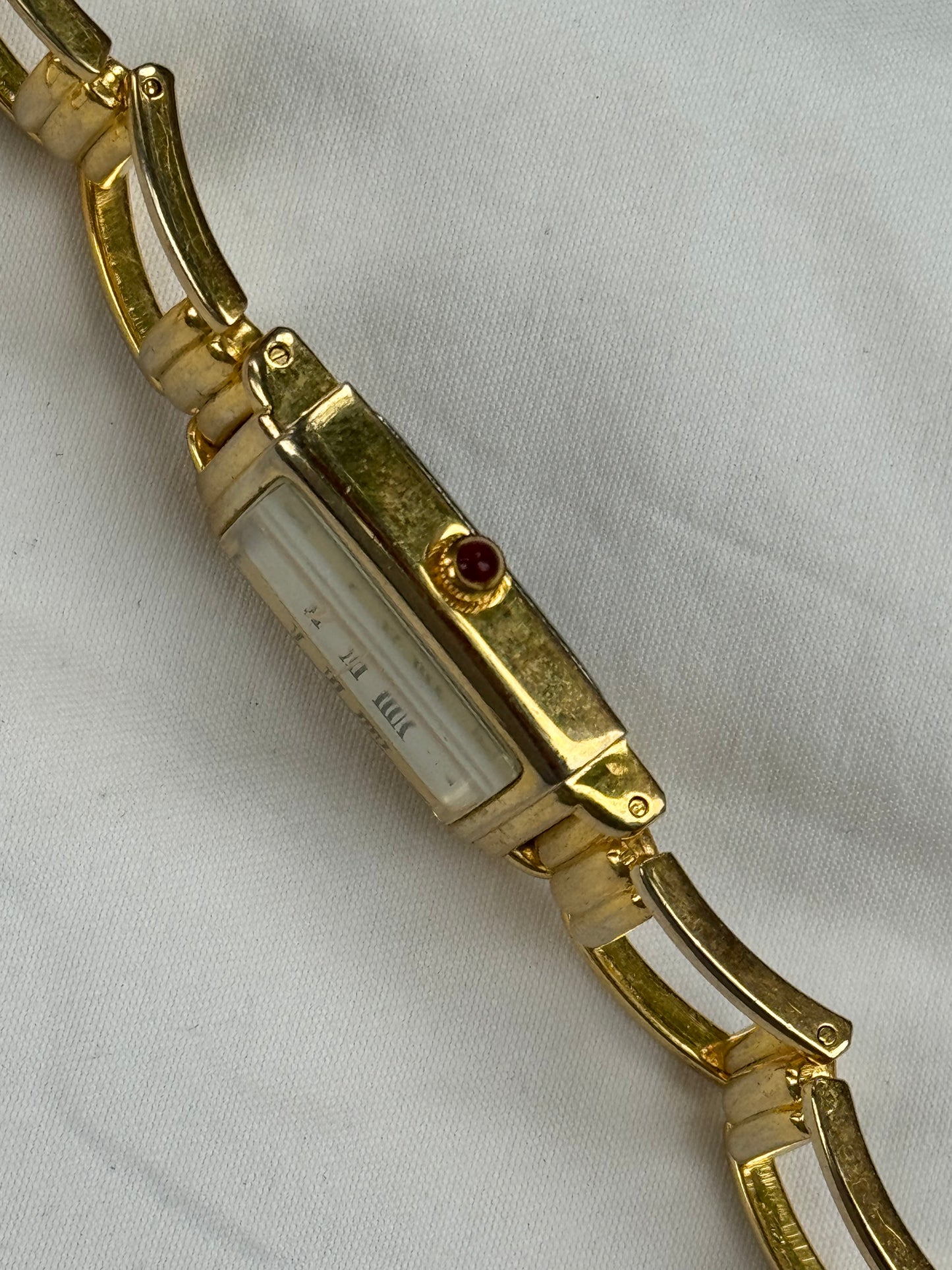 Vintage Gold Open Link Rectangular Face Watch