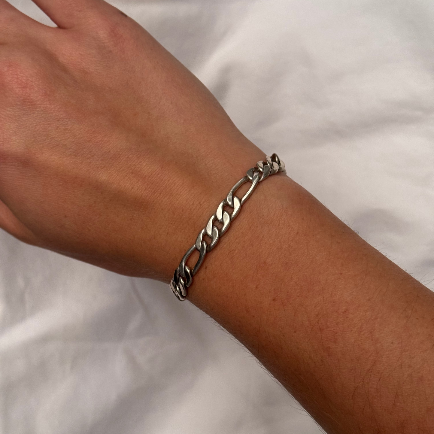 Vintage Silver Figaro Chain Bracelet