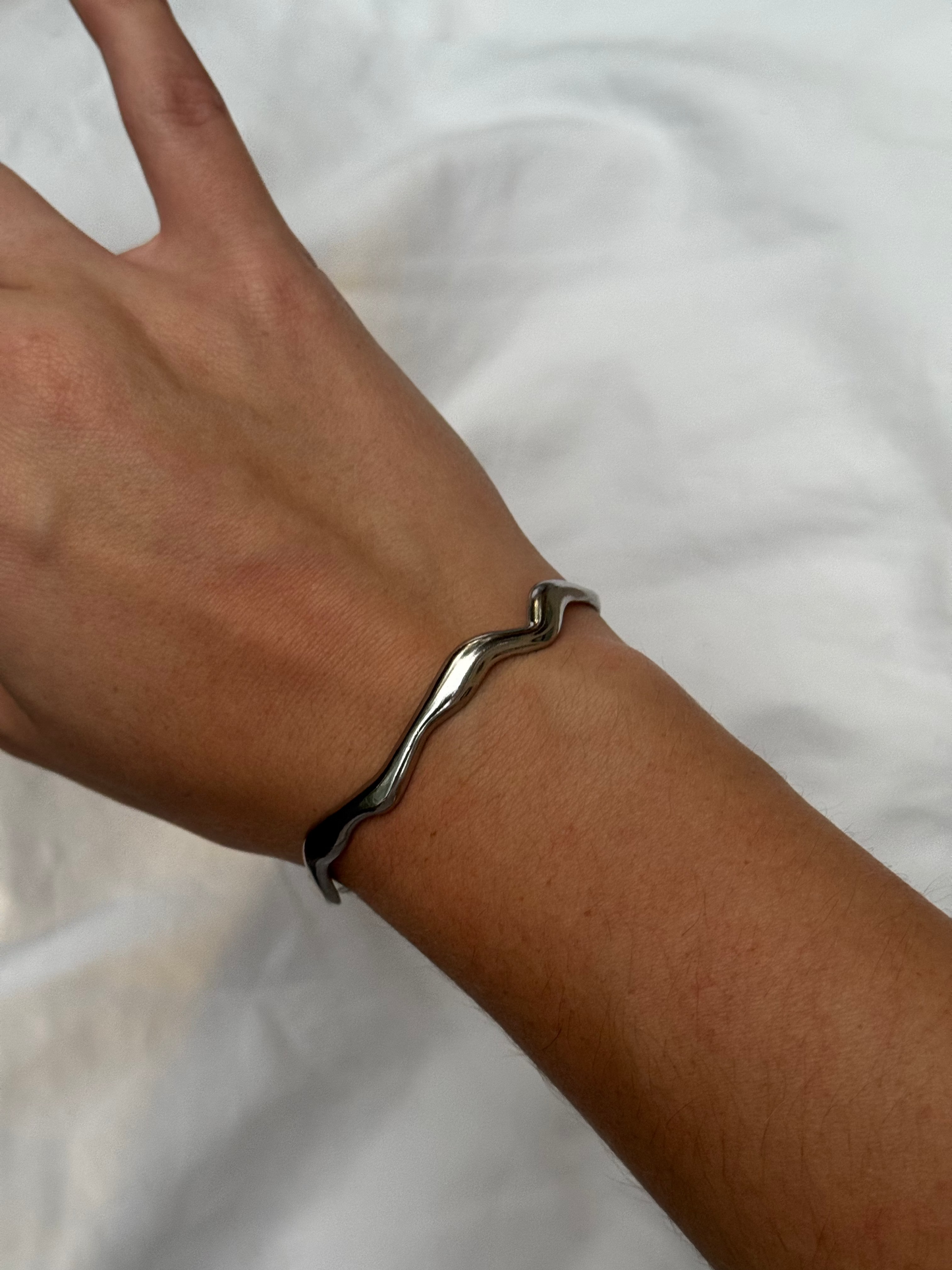 Silver Wavy Cuff Bracelet