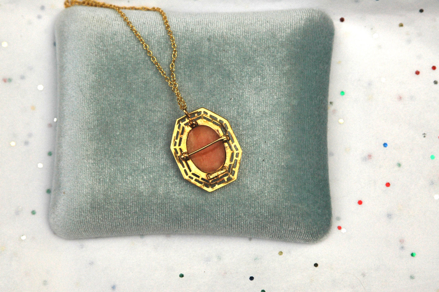 Vintage Gold Filled Cameo Filigree Pendant Necklace/Brooch, Victorian Style