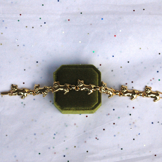 Vintage Avon Cat and Ball Gold Tone Bracelet